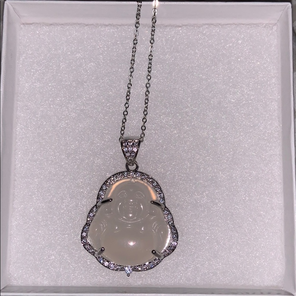 Silver White Buddha Necklace